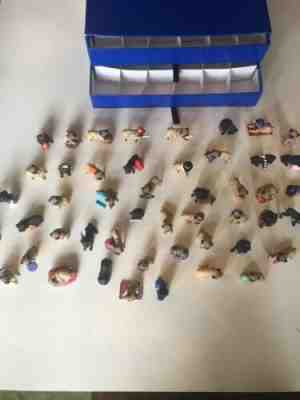 HUGE - LOT Of 48 Danbury Mint Pug 2” Figurines With Storage Box