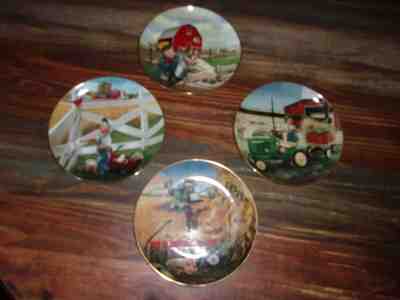 John Deere Collector Plate Tractor Farm Country Set of 4 Vtg Danbury 