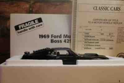 DANBURY MINT 1/24 SCALE 1969 FORD BLACK MUSTANG BOSS 429 IN BOX WITH TITLE