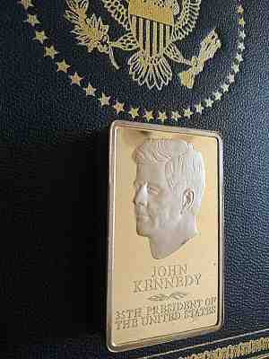 1977 JFK 10 & 5 oz DANBURY MINT PRESIDENTIAL INGOTS  STERLING  SILVER 15 oz.