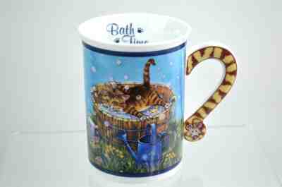NEW Gary Patterson COMICAL CATS Porcelain CAT Mug Cup BATH TIME Danbury Mint