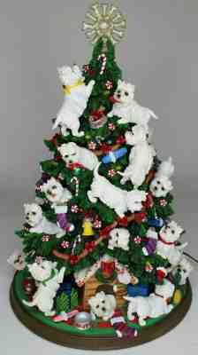 Danbury Mint Westie West Highland Terrier Dog Lighted Christmas Tree Figurine