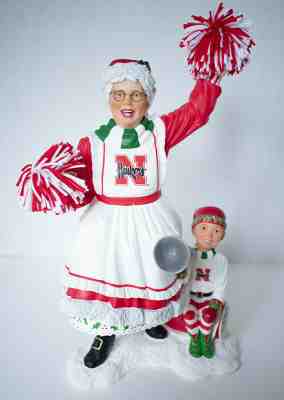 Danbury Mint Mrs Claus Nebraska Cornhuskers Cheerleader Figure Porcelain 8"