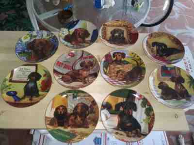 Set of Ten Danbury Mint Dachshund Dog Plates Decor Christopher Nick Numbered