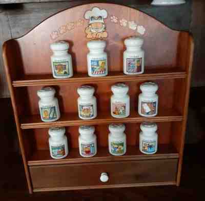 Vintage Garfield Spice Rack w/11 Jars~ Danbury Mint Paws 1994 