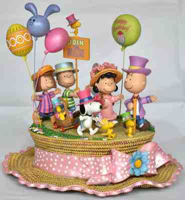*Danbury Mint Peanuts Hopping into Spring Easter Sculpture Snoopy Charlie Brown 
