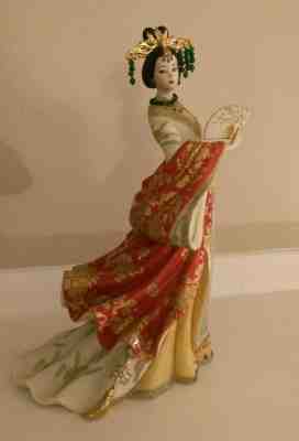 RARE THE DANBURY MINT JADE EMPRESS BY LENA  LIU PORCELAIN FIGURINE w/23K GOLD 