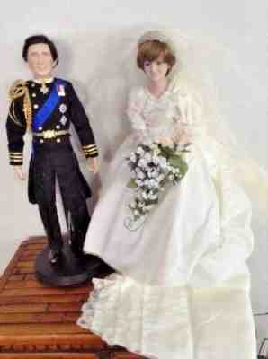 Danbury Mint Vintage Groom Prince Charles and Bride Princess Diana Porcelain 20"