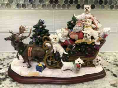 Danbury Mint The Westie Dog Christmas Santa Sleigh Lighted Figurine Retired