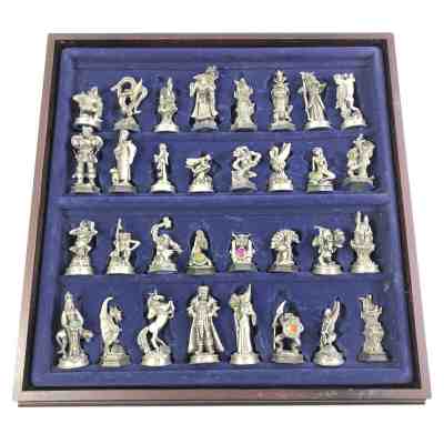 Fantasy Of The Crystal Chess Set Danbury Mint Pewter Pieces 