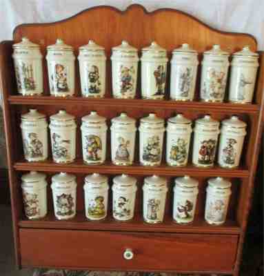Hummel Danbury Mint 1987 ARS AG Cham, Switzerland 23 Spice Jars & Wood Rack