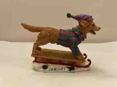 Danbury Mint January Golden Retriever Dog Perpetual Calendar Figurine