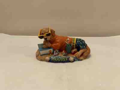 Danbury Mint August Golden Retriever Dog Perpetual Calendar Figurine