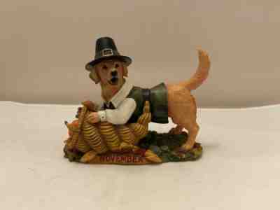 Danbury Mint November Golden Retriever Dog Perpetual Calendar Figurine
