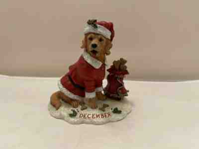 Danbury Mint December Golden Retriever Dog Perpetual Calendar Figurine