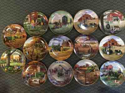 John Deere Collector Plate Tractor Farm Country Set of 14 Vintage Danbury