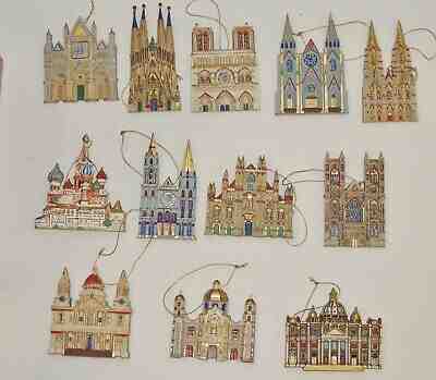 12 Cathedrals of the World Christmas Ornaments w Box Danbury Mint EXC COND