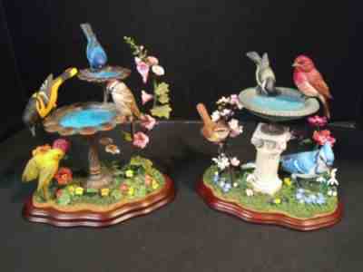 2 Danbury MINT "Summertime & Springtime  beauties"Bob Guge  Birds/Bath Figurine