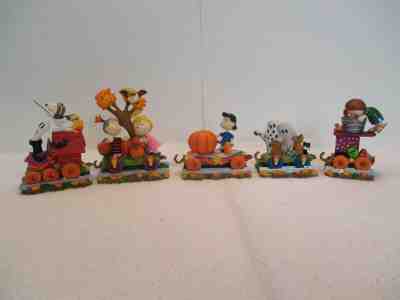 DANBURY MINT PEANUTS SNOOPY PUMPKIN PATCH EXPRESS HALLOWEEN AUTUMN TRAIN - EUC