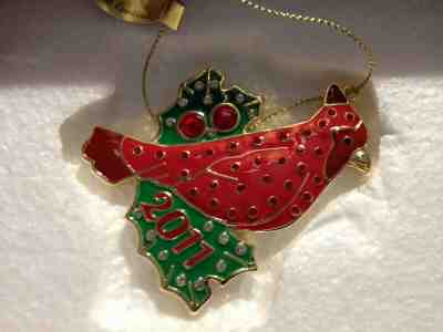 DANBURY MINT 2011 ANNUAL CHRISTMAS CRYSTALS CARDINAL ORNAMENT - NIB "FREE SHIP