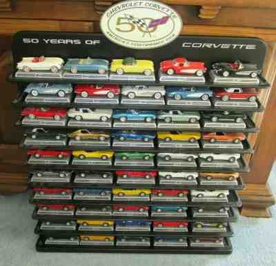  DANBURY MINT Anniversary 50 YEARS OF CORVETTE CARS & DISPLAY CASE Complete