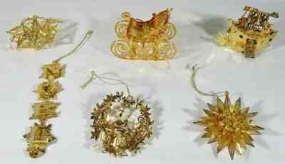 Lot of 6 Danbury Mint ANNUAL Gold Ornaments ~  2001- 2013