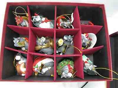 MINI SCHNAUZER CHRISTMAS ORNAMENT LOT OF 12 by DANBURY MINT In Original Box 