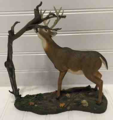 NEW Danbury Mint Whitetail Buck Deer Figurine On Stand “Leaving His Mark”