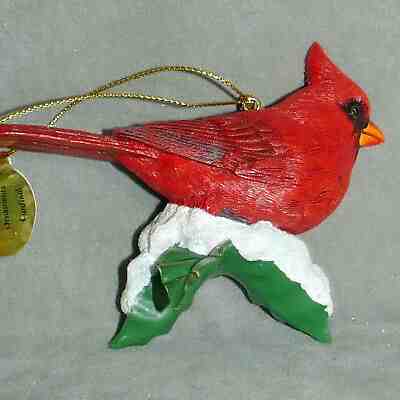 Christmas Ornament Ceramic Bird DANBURY MINT Songbird Collection 4" Cardinal 