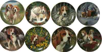 LOT OF 8 SIMON MENDEZ BEAGLES DANBURY MINT LIMITED EDITION COLLECTORS PLATES