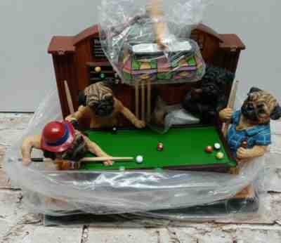 Vintage The Danbury Mint Pugs Playing Pool Rare sculptured Details figurine Mint