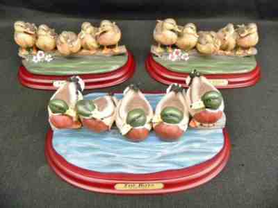 Vtg 3 Danbury Mint ART LAMAY The Boys (1) The Girls (2) Duck Sculptures MINT