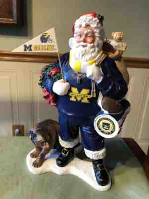Danbury Mint University Of Michigan Santa Claus And Wolverine Christmas Figure