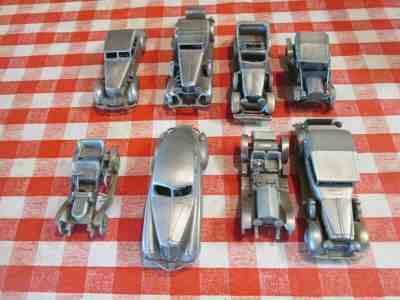 DANBURY MINT PEWTER CAR COLLECTION 8 CLASSIC CARS OF THE WORLD REPLICAS