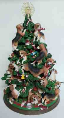 Danbury Mint Beagle Dog Christmas Holiday Tree Lights Up Works Figurine Retired