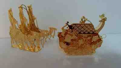 1991 Noah’s Ark & 3 Wise Men Danbury Mint Gold Christmas Ornament 