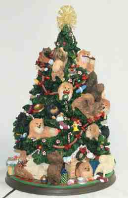 Danbury Mint Lighted Pomeranian Christmas Tree