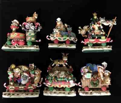 THE CHRISTMAS CAT EXPRESS 2004 Danbury Mint Gary Patterson 6 Pc Collection