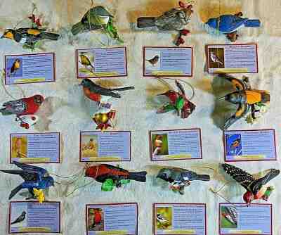 Lot of 12 Danbury Mint Songbird Christmas Ornaments With Tags and Cards