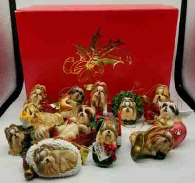 * The Danbury Mint - 12 Piece Shih Tzu Season (Dog) Ornament FULL Set IN BOX! 