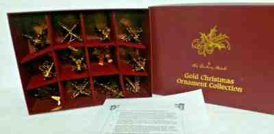 Danbury Mint 1983 Gold Christmas Ornaments Set of 12 with Box