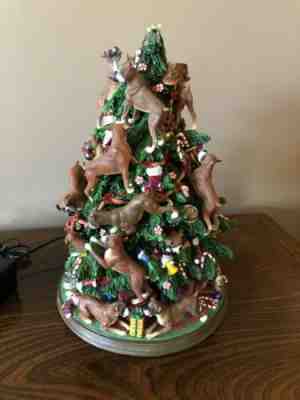 Danbury Mint 13" Lighted Boxer Dog Christmas Tree Holiday READ