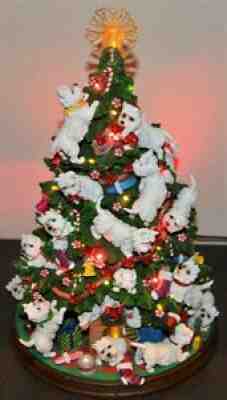 Danbury Mint Westie Christmas Tree Lights Up West Highland White Terrier Video!