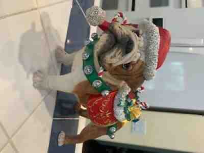Danbury Mint Christmas Bulldog Large Figurine 2007