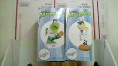 TWO VINTAGE MUPPETS LA DODGER STADIUM EXCLUSIVE SET MISS PIGGY & KERMIT BOBBLEHE