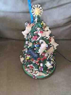 RARE Pug Dog Christmas Tree by Danbury Mint Lighted Figurine Retired Collectible
