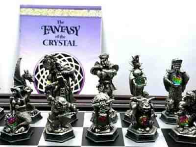 Danbury Mint "The Fantasy of the Crystal" Pewter Swarovski Crystal Chess Set