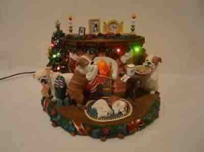 Danbury Mint A Cozy Christmas Eve Bulldog Dog Family Figurine PLEASE READ