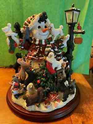 Danbury Mint POODLE CHRISTMAS SNOWMAN Light up Dog Figure PERFECT CONDITION