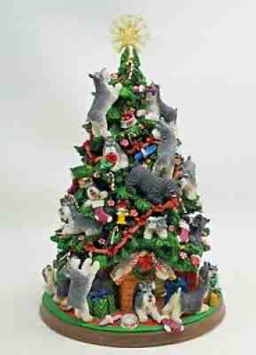 Danbury Mint Miniature Schnauzer Dog Lighted Christmas Tree RARE Works 13" VIDEO